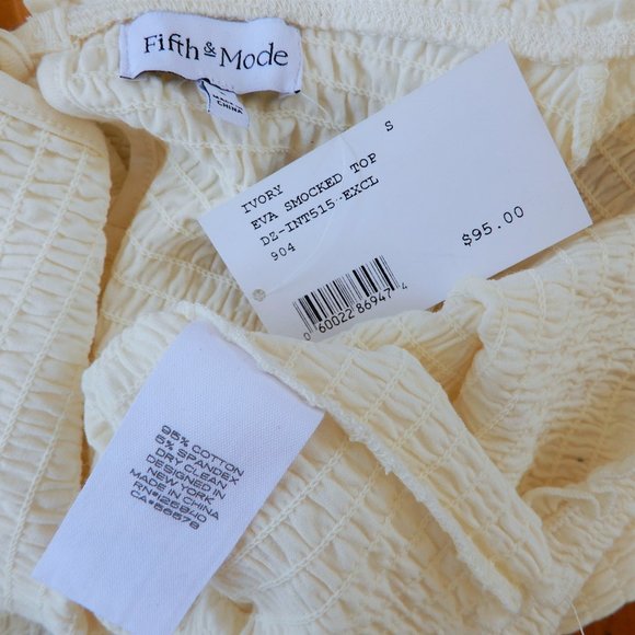 Fifth & Mode - Eva Smocked Top in Ivory - NWT - Picture 8 of 8